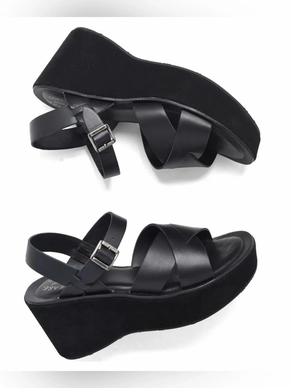 Kork-Ease Ava 2.0 Black Vachetta Leather wedges